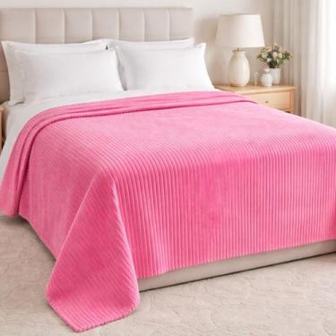 Imagem de Manta Cobertor Canelada Ultrasoft Casal Queen Veludo Grande COR:ROSA -