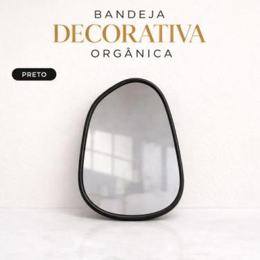 Imagem de Bandeja Decorativa Espelhada Orgânica Dourada ou Preta 29cm Moderna - 