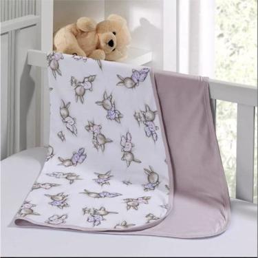 Imagem de Cueiro Duplo Tecebem Baby Meg Malha 100% Algodão Estampado kinder 80cm x 90cm Rosa