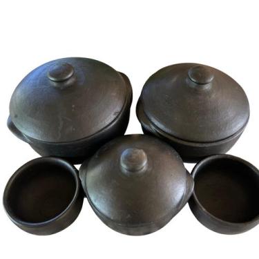 Imagem de Kit Panelas de Barro Capixaba 1L 2L 3L 2 Cumbucas Moqueca Feijoada Art