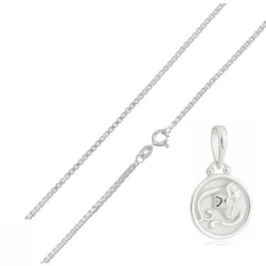 Imagem de Corrente Veneziana 60 Cm Pingente Signo Virgem Prata 925 Kl - Juniorjo