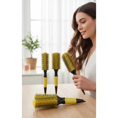 Imagem de Kit 5 Escovas Profissional Cabelo Cerdas Javali - Tons Vibra - Congrat