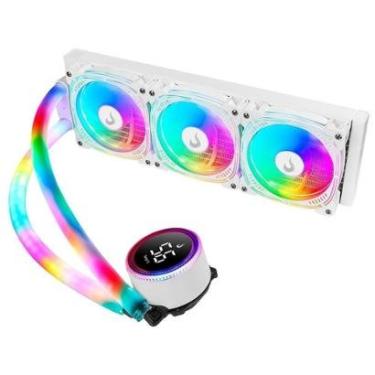 Imagem de Water Cooler Gamer Rise Mode Aura Ice, ARGB, 360mm, AMD/Intel, Branco - RM-WAI-03-ARGB-...