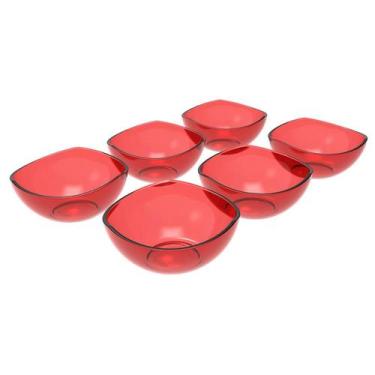 Imagem de Conjunto 6 Potes de Sobremesa 265ml Trio Crippa Plástico Vermelho Tige