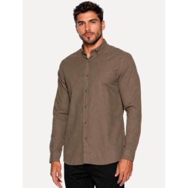 Imagem de Camisa Aramis Masculina Slim Oxford Planalto Marrom-Masculino