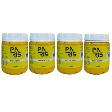 Imagem de Kit 4 Tintas Acrílicas Artísticas Paris Premium Amarelo Escuro 250ml