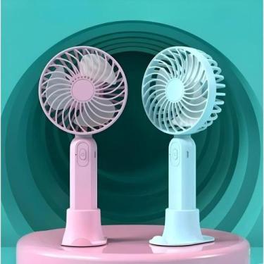 Imagem de Mini Ventilador Portátil Recarregável Com Suporte Ohey DL-501, Rosa