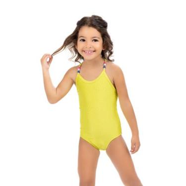Imagem de Maiô Infantil Juvenil Canelado Tendência Moda Praia - Kosh, Amarelo, 0
