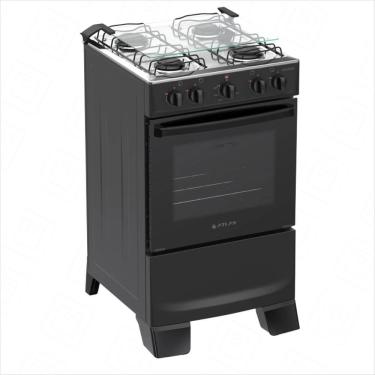 Imagem de Fogão 4 Bocas Atlas Coliseum Plus Forno 48 litros Mesa em Inox Acendimento Manual- Preto