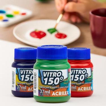 Imagem de 12 Tintas Vitro 150 de 37ml Acrilex para Vidro e Porcelana - Kit com 1