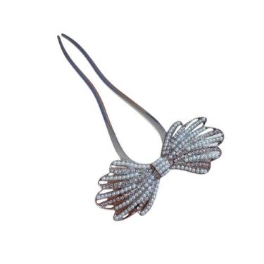 Imagem de Palito de Cabelo com Laço de Pedras e Mini Pérolas - Pistache Acessóri