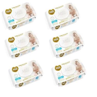 Imagem de Kit 6 Toalhinha Umedecida Com Tampa Love&Care 48 Unid - Mili