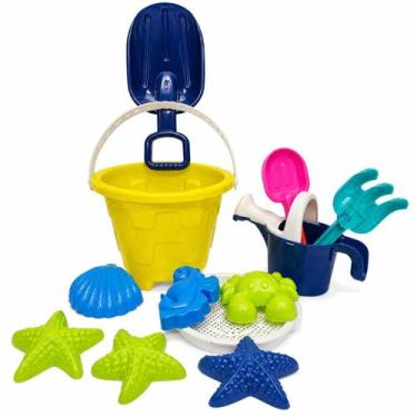Imagem de Balde De Praia Infantil Com Acessórios Kit Completo - Corpo Dourado Mo