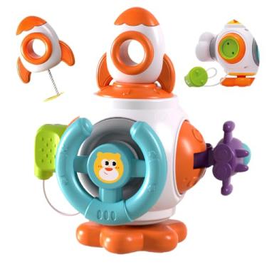 Imagem de Cubo de Atividades Bebe Kidino 6 em 1 Brinquedo Montessori Sensorial com Foguete, Volante e Sons - Cubo Sensorial Educativo e Portátil - Brinquedo Sensorial 6 Meses a 1 Ano