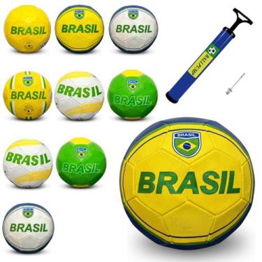 Imagem de Kit 10 Bolas Copa Do Mundo Brasil +Bomba Campo Futsal Escola - Dexin