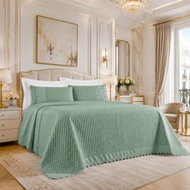 Imagem de Cobre Leito London 100%algodão Casal King Luxo Conforto COR:VERDE - De