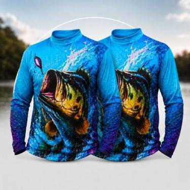 Imagem de KIT 2 Unidades Camiseta UV Proteção Solar Manga Longa Pescaria Pesca M