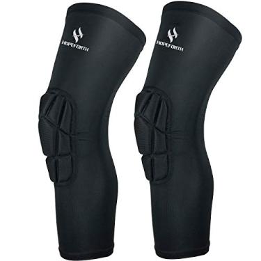 Imagem de Hopeforth Joelho acolchoado manga de compressão protetor de coxa esportivo suporte de proteção para futebol basquete vôlei beisebol softball tênis ao ar livre (1 par), Black Knee Pad, X-Large