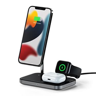 Imagem de Satechi Suporte de Carregamento Magnético Sem Fio 3 em 1 - Para iPhone 14 Pro Max/14 Pro/14/14 Plus, iPhone 13 Pro Max/13 Pro/13 Mini/13, Apple Watch Ultra, Série 8/7/SE/6/5/4/3/2/1, AirPod Pro 2/1