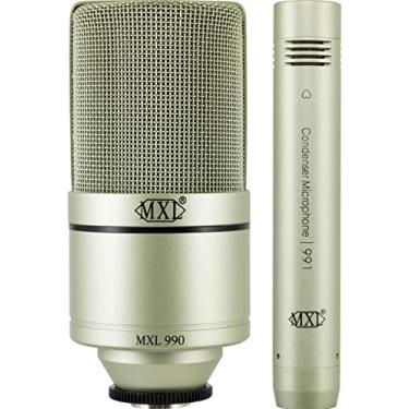 Imagem de MXL Conjunto de microfone condensador de diafragma grande e pequeno 990/991 para projeto/gravação de estúdio doméstico | XLR | Cardiod (champanhe)