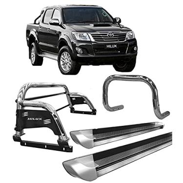 Imagem de Kit quebra mato+Estribo Perso+Santo Ant H3 Hilux CROMO 05/15