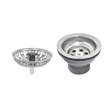 Imagem de Válvula Tramontina Econômica para Pias Cubas e Tanques 3 1/2" sem Escape em Aço Inox e Polipropileno Tramontina