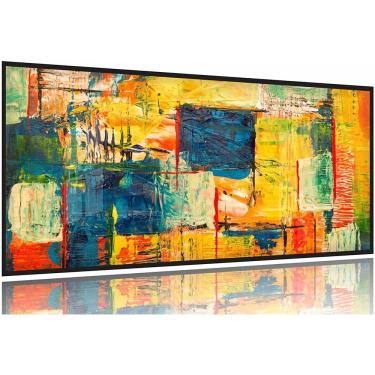 Imagem de Quadro Abstrato Artístico Colorido Estilo Pintura Vertical Moldura Preta 2x2