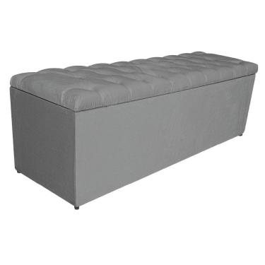 Imagem de Calçadeira Estofada Liverpool 160cm Queen Size Suede Cinza