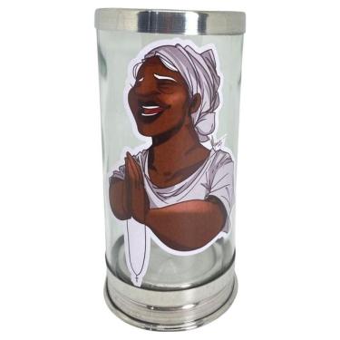 Imagem de Suporte Para Vela 7 Dias 18 Cm Preta Velha Vidro E Alumínio