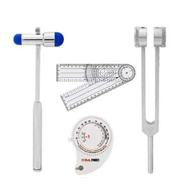 Imagem de Kit Fisioterapia Martelo Goniometro Diapasão Trena (BUCK-AZUL)