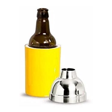 Imagem de Porta Garrafa de Cerveja em Alumínio e Isopor Térmico 300Ml - Amarela