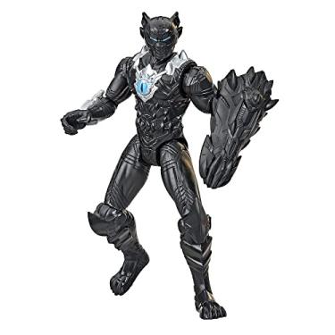 Imagem de MARVEL Boneco Mech Strike Monster Hunters, Figura de 15 cm - Pantera Negra - F4426 - Hasbro, Preto e cinza