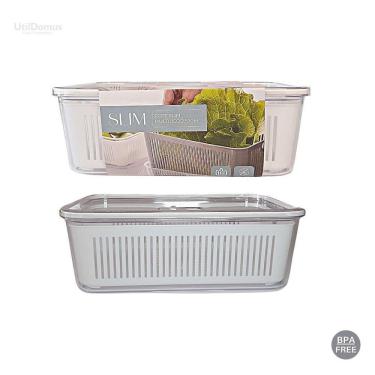 Imagem de Pote Hermético Slim Multiuso Com Cesto De Drenagem 2.570Ml