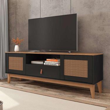 Imagem de rack esmeralda preto e noce 160 cm