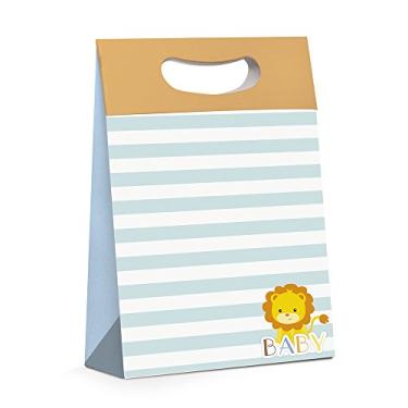 Imagem de Caixa Para Presente Plus Cromus Embalagens na Estampa Leãozinho com Aba de Fechamento e Alça 26x11x40 cm com 10 Unidades