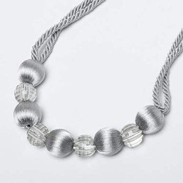 Imagem de 1 pacote de acessórios de cortina de corda de renda para cortina prendedor de fivela de renda cordão decoração para casa, prata, 82 cm