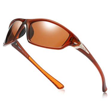 Imagem de Óculos de sol polarizados masculinos Dubery, proteção UV, para dirigir, ciclismo, beisebol, pesca, D120, Tea/Tea, Normal