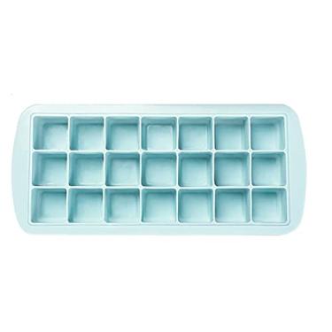Imagem de Bandeja de cubo de gelo molde de cubo de gelo com tampa silicone azul rosa ferramenta de frutas máquina de sorvete bandeja de cubo de gelo barra reutilizável acessórios de cozinha molde de cubo de gelo (cor: b azul)