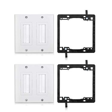 Imagem de Placa de parede Mxtechnic com escova dupla para sua casa, a pulseira de acesso de cabo de entretenimento eletrônico funciona perfeitamente com cabos HDMI, fios de alto-falante de áudio [listados pela UL] (2, kit branco)