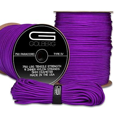 Imagem de Golberg Paracord Tipo IV 340 kg – 100' 250' & 304,8 m – 40+ cores – Corda tática de paraquedas resistente para acampamento e caminhadas