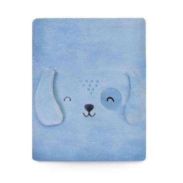 Imagem de Cobertor Bebê Microfibra Cachorrinho Azul 1,10M X 85cm Papi
