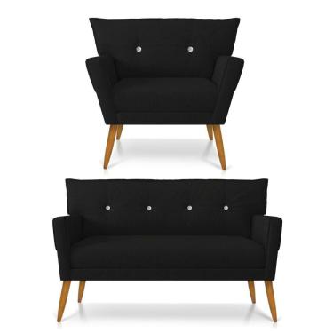 Imagem de Kit Namoradeira E Poltrona Anitta Linho D`rossi A79 Preto