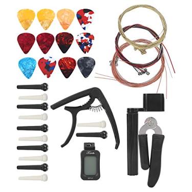 Imagem de O kit de acessórios de guitarra inclui cordas de guitarra palhetas de celulóide capo corda Winder afinador pino de ponte para ferramenta de reparo de guitarra acessórios de tocar
