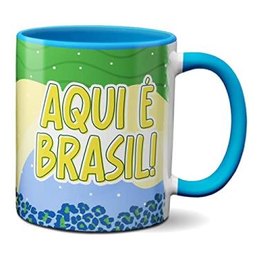 Imagem de Caneca Aqui É Brasil Rivais Sim Inimigos Também Copa 2022 (Azul)