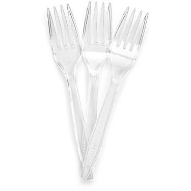 Imagem de Plasticpro utensílios de talheres de plástico transparente descartáveis para louças peso médio, clear cutlery, Forks, 300