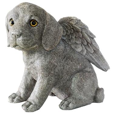 Imagem de Cachorro Guardião de Pedra por Michael Carr Designs – Estatueta de cachorrinho ao ar livre para jardins, pátios e gramados (80112)
