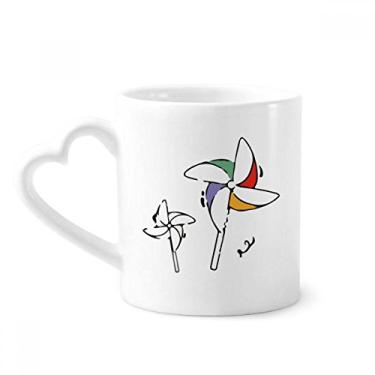 Imagem de Caneca com estampa de ilustração de vento de moinho de vento café cerâmica copo de coração de vidro