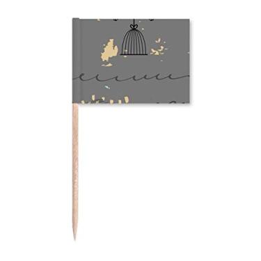 Imagem de Cage s Art Pattern Palito Bandeiras Marcador Decoração de Festa