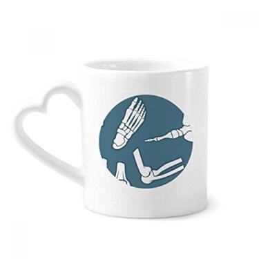 Imagem de Caneca com ilustração de desenho animado azul esqueleto humano caneca de café cerâmica copo de coração de vidro