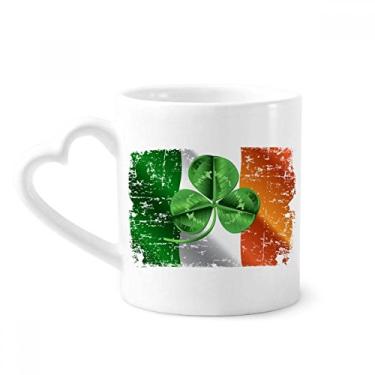 Imagem de Caneca verde bandeira nacional de trevo da Irlanda caneca de café cerâmica copo de coração de vidro